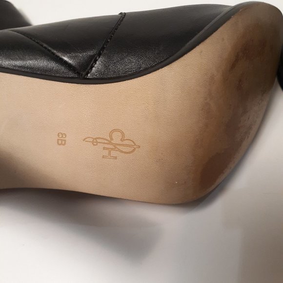 COLE HAAN Nearly New Black Leather Heeled Boots SZ 8 EUC - Picture 5 of 7